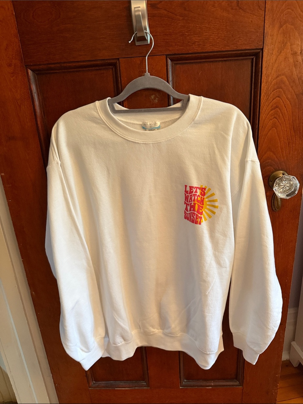 Altar'd State White Crewneck Sweatshirt with Sun Graphic